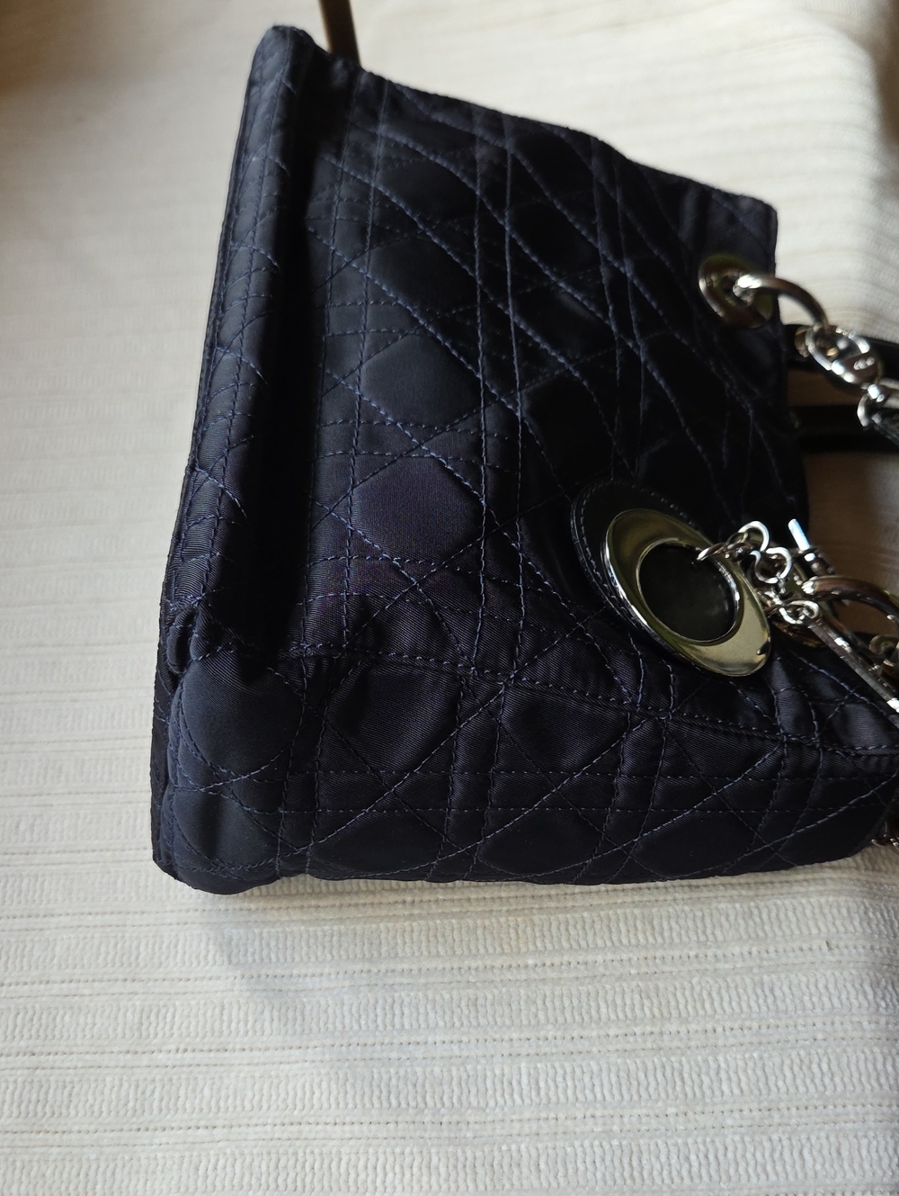 Dior Black Quilted Satchel with Silver Letter Charms - Picture 5 of 9